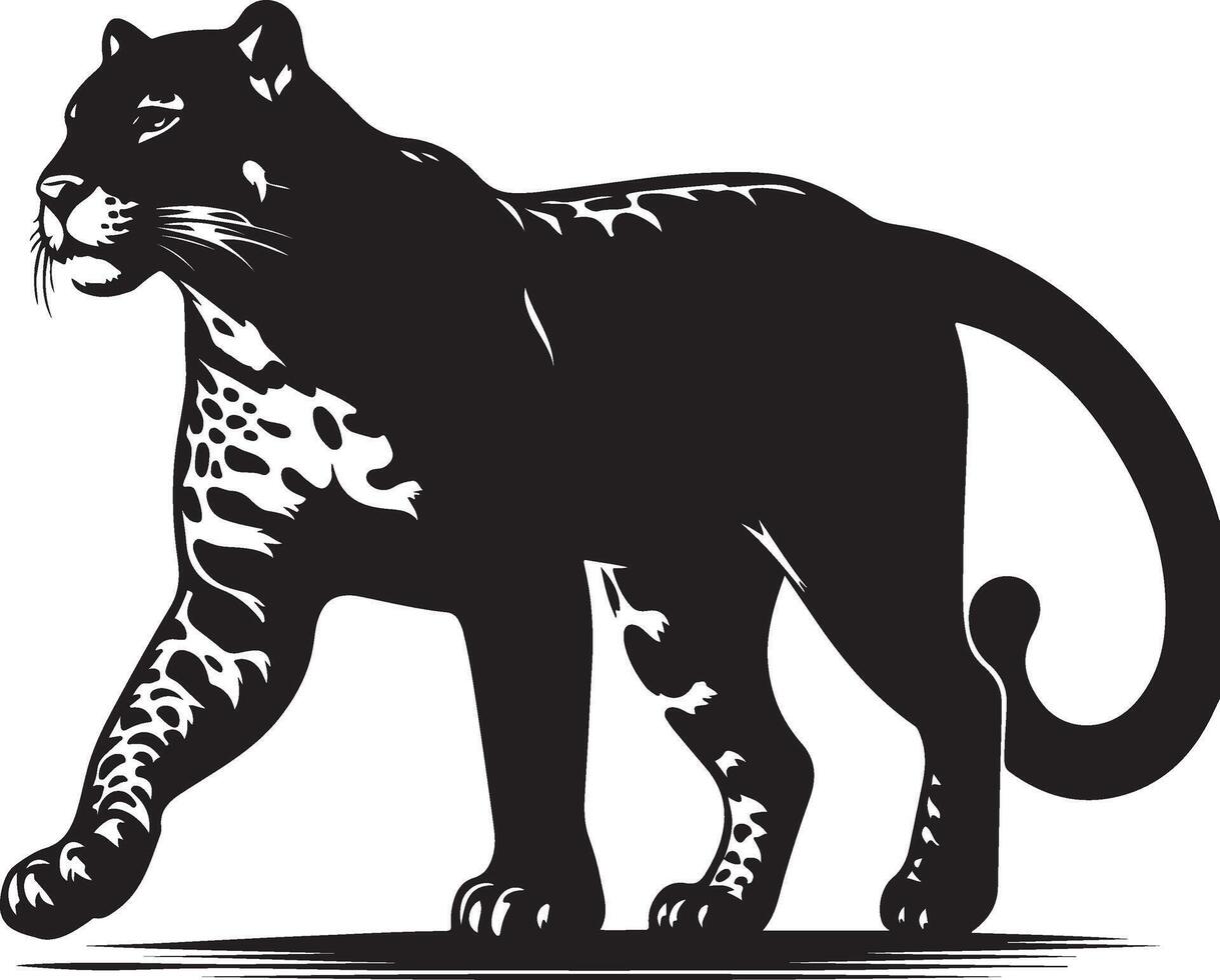 Jaguar black color silhouette solid white background vector