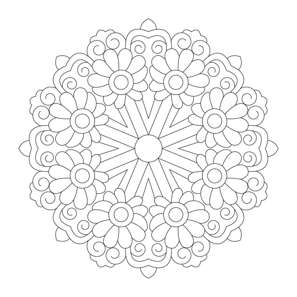 Cute Mandala. Ornamental round doodle flower isolated on white background, file vector