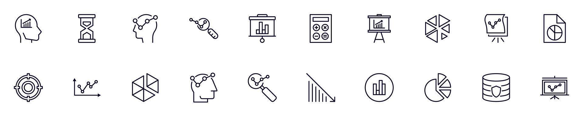 Business and analytics linear symbols bundle vector
