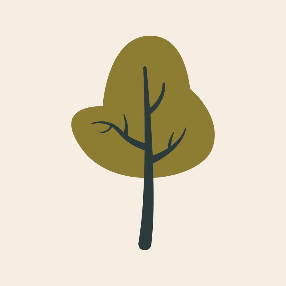 Dark Green Tree Vivid Flat Illustration vector