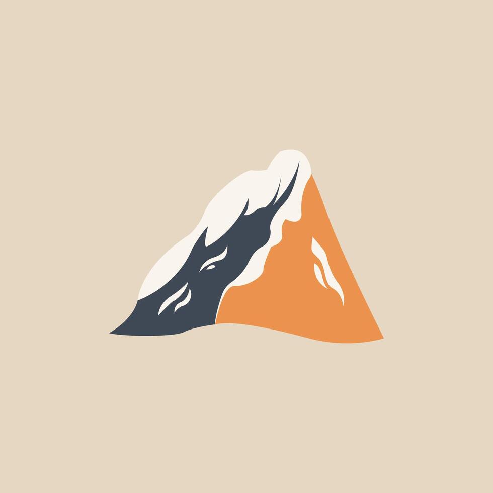 Black and Orange Mountain Isolated Flat Illustration. Perfect for different cards, textile, web sites, apps vector
