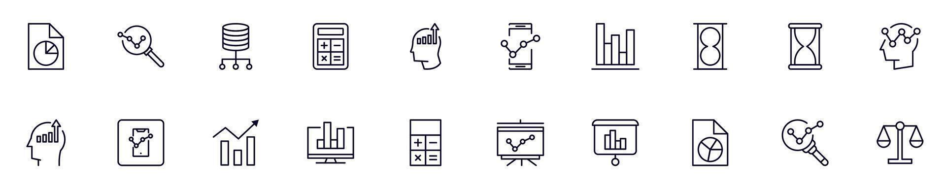 Business and analytics pictogram collection. Simple linear illustration that can be used as an design element for apps and websites vector