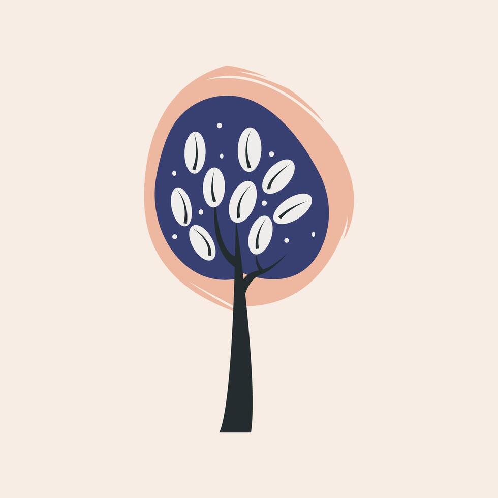 Dark Blue Tree Vibrant Flat Picture vector