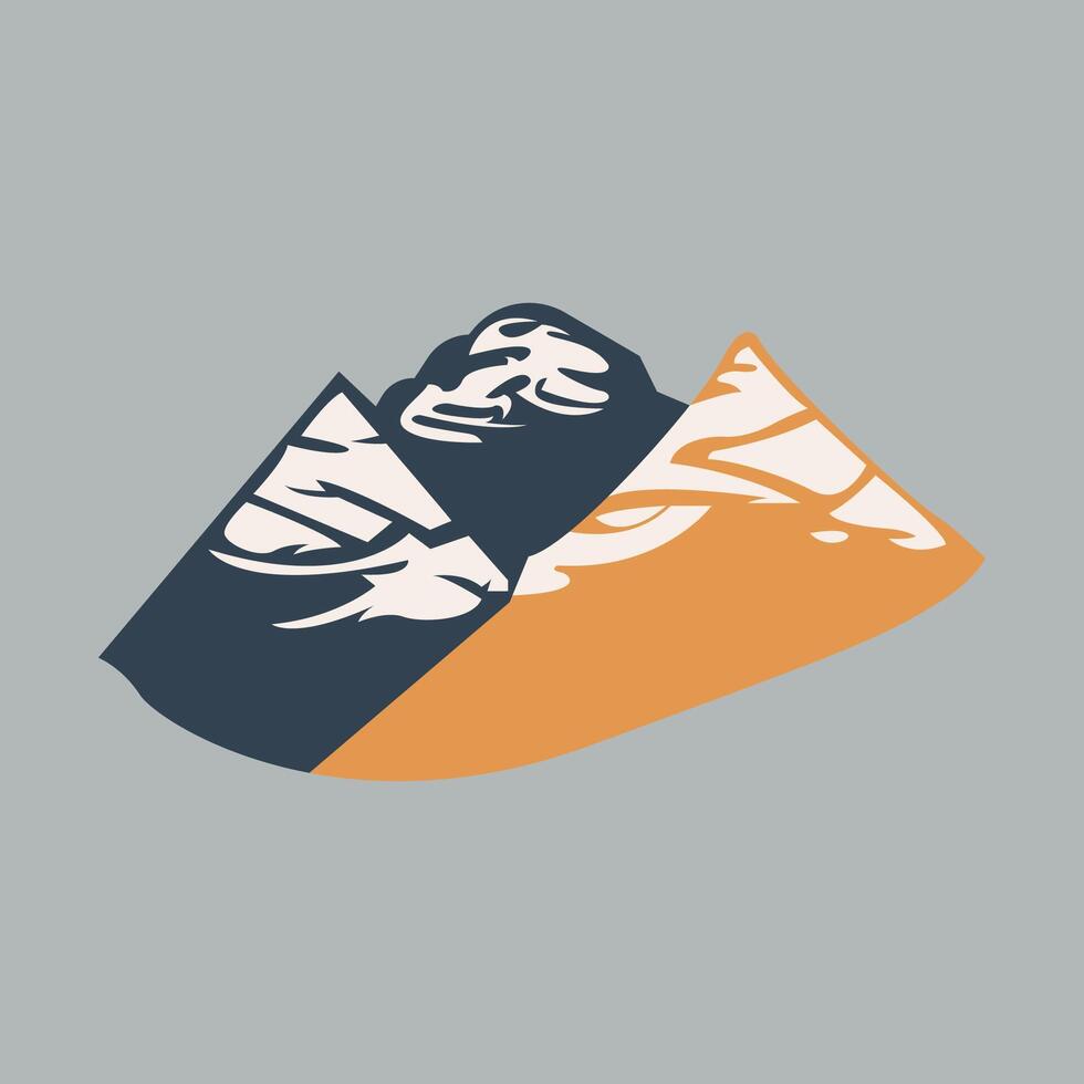 Mountain Covered by Snow Vibrant Flat Picture. Perfect for different cards, textile, web sites, apps vector