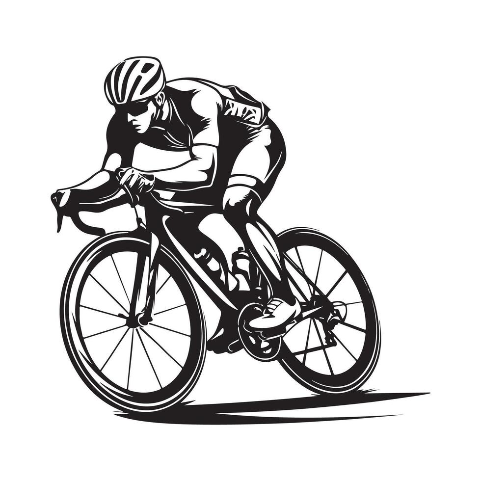 Cycling race stylized symbol outlined cyclist silhouette vector