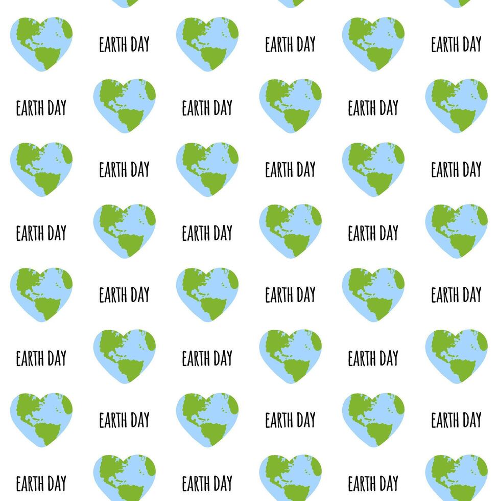 Seamless pattern of hand drawn Earth heart vector