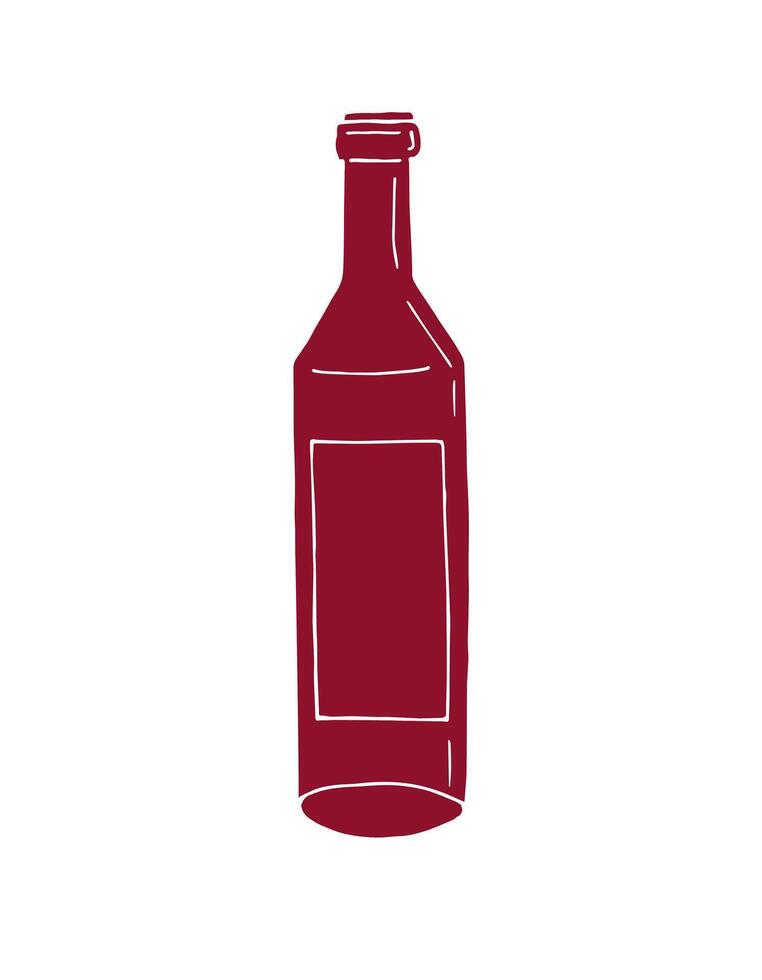 Hand drawn doodle sketch wine bottle vector