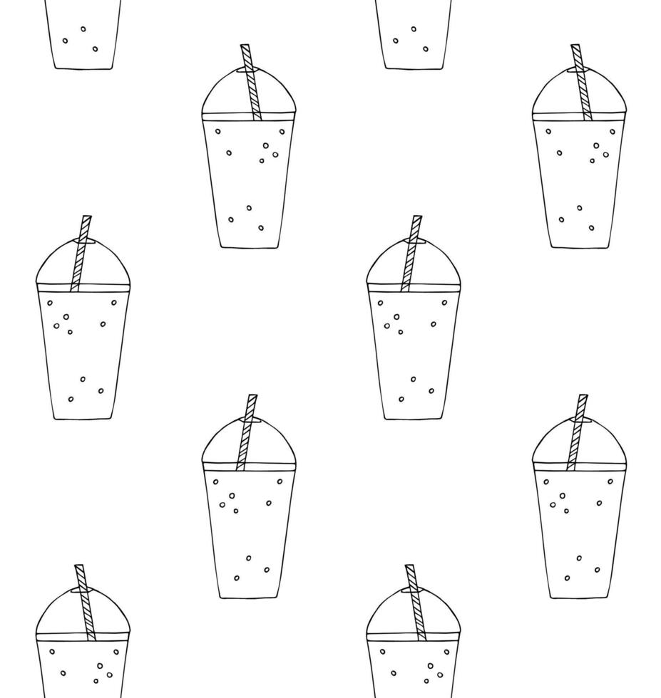 Seamless pattern of sketch smoothie drink vector