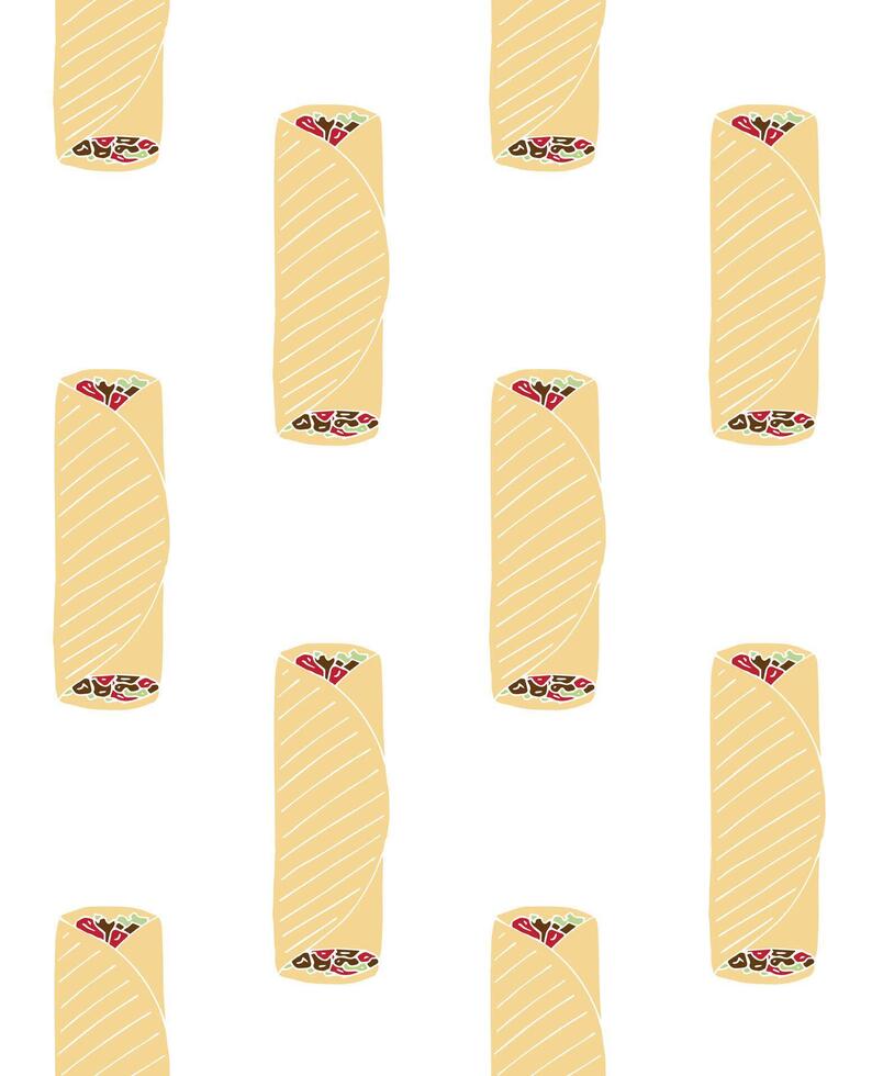 Seamless pattern of hand drawn shawarma vector