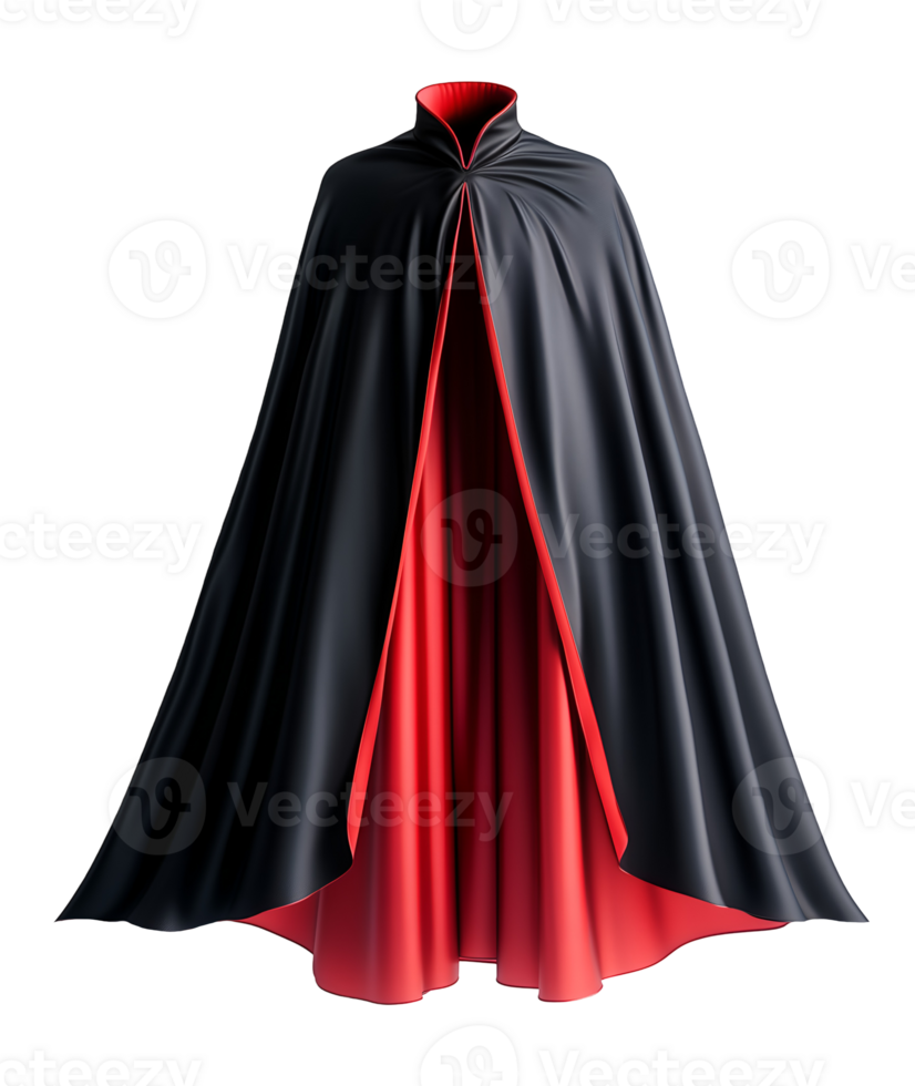 black and red vampire cape with a high collar on isolated background png