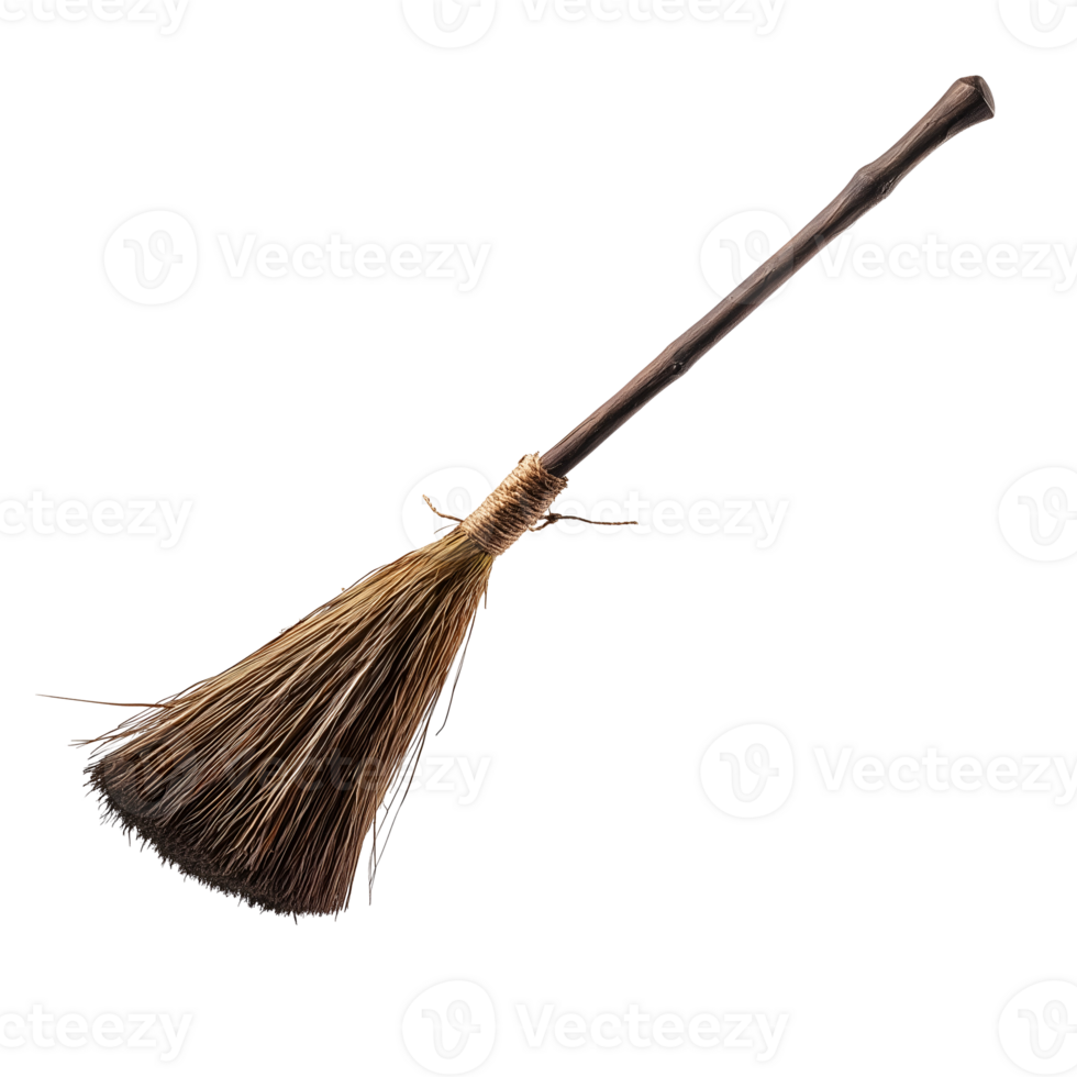 witch's broomstick with wooden handle on isolated background png