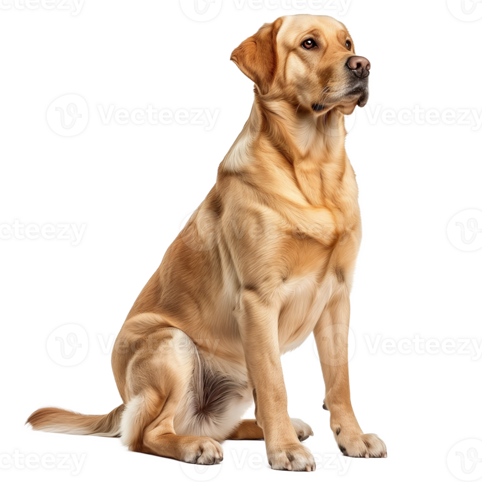Golden Labrador Retriever Sitting - Front View on Transparent Background png