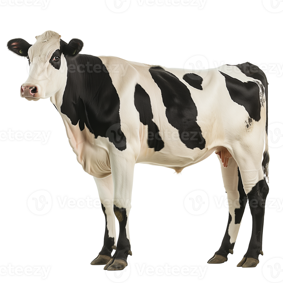 Full Body Profile of Holstein Cow on Transparent Background png