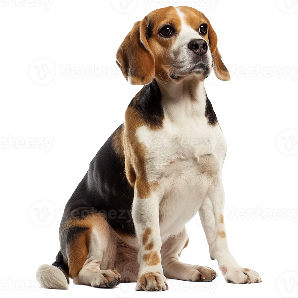 Portrait of a Beagle Dog Sitting on Transparent Background png