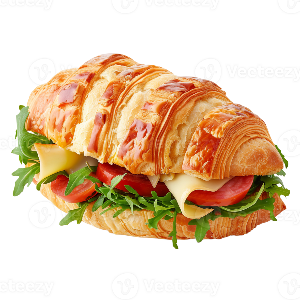 Delicious Savoury Croissant Sandwich with Fresh Ingredients png