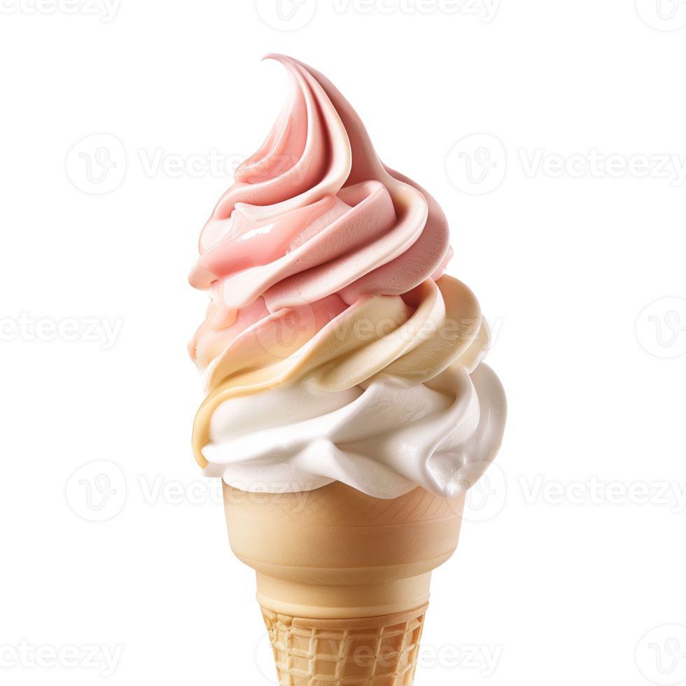 Delicious Soft Serve Ice Cream Twist in a Cone png