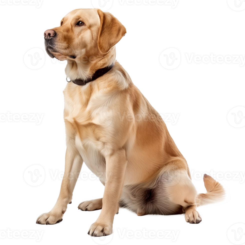 Sitting Labrador Retriever Dog Front View on Transparent Background png