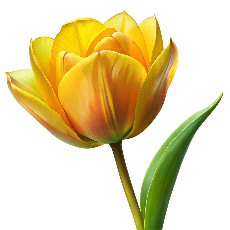 bright yellow tulip cutout on transparent background png