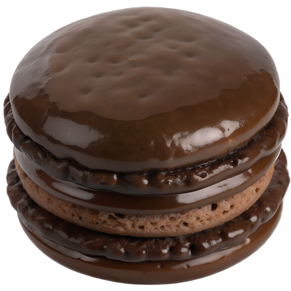 Classic Alfajor Cookie with Chocolate Coating on Transparent Background png