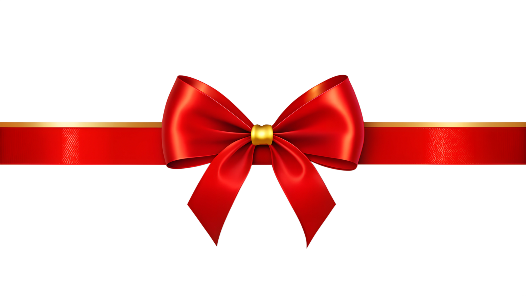 Red and Gold Ribbon with Bow on Transparent Background png