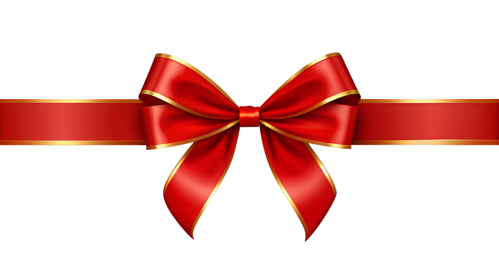 Luxury Red Ribbon and Gold Bow Isolated for Design png