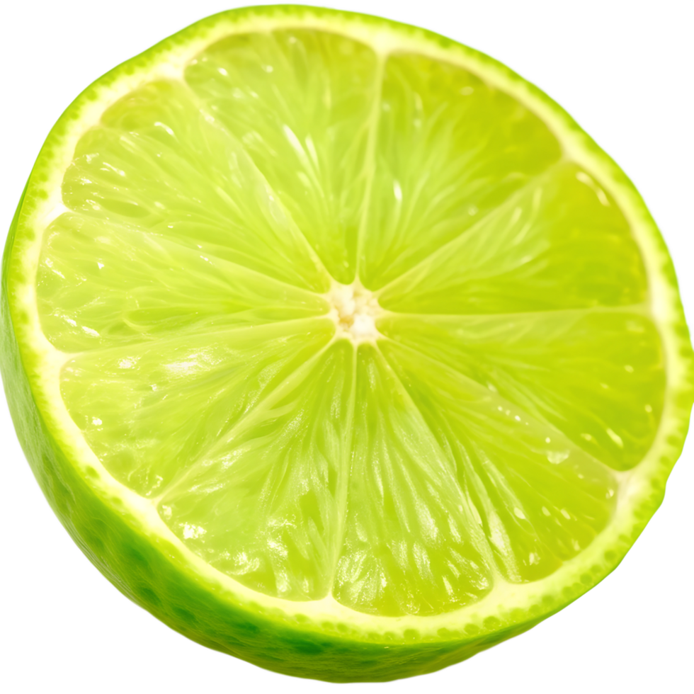 Fresh Lime Slice Cutout on Transparent Background png