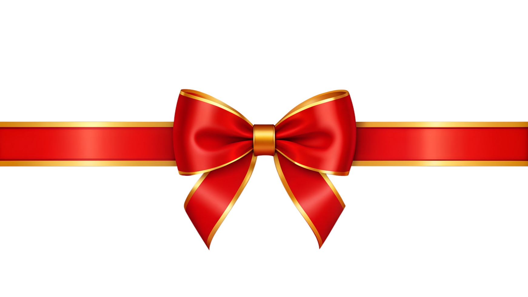 Red Ribbon with Gold Bow on Transparent Background png