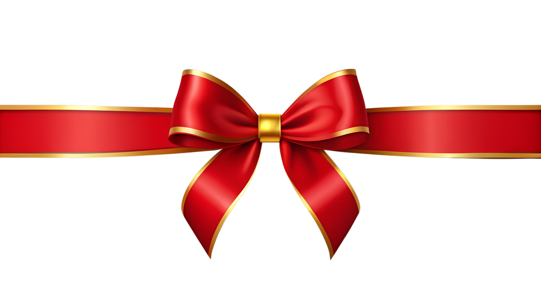 Elegant Red Ribbon and Gold Bow Isolated on Transparent Background png