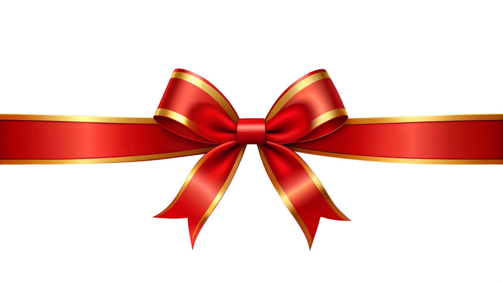 Festive Red Ribbon and Gold Bow Isolated for Digital Projects png