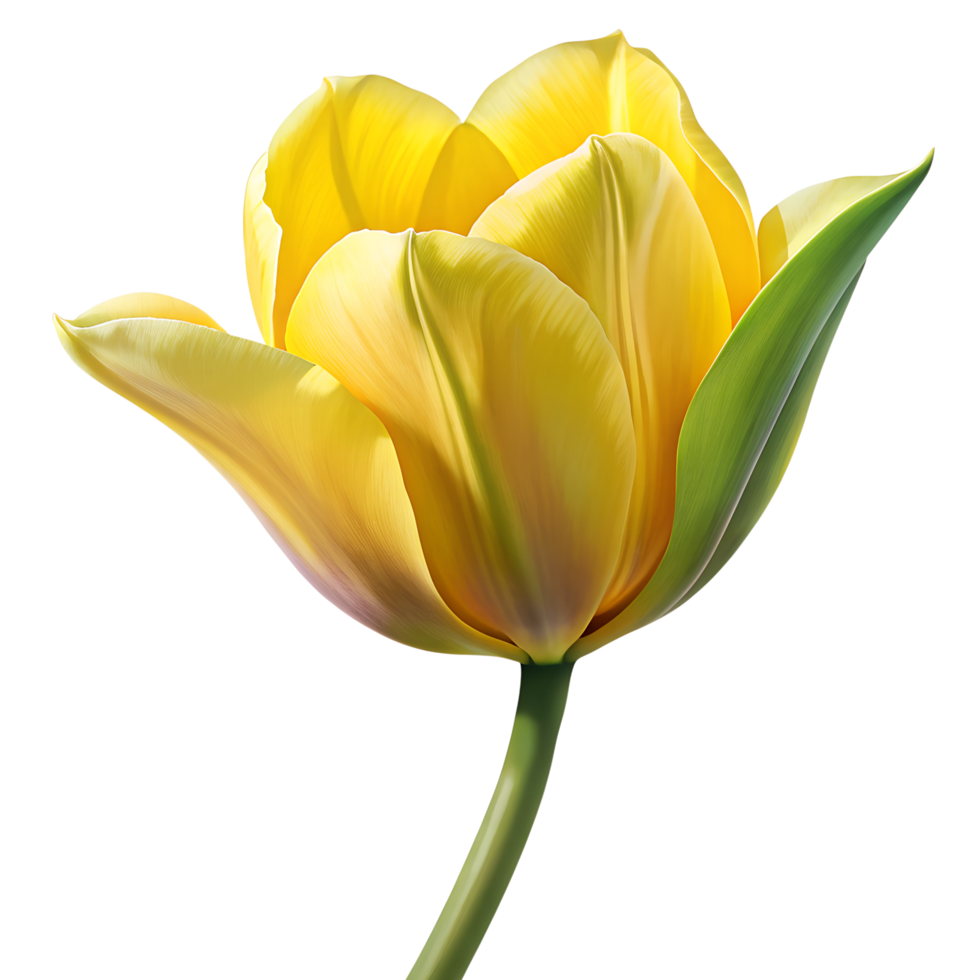 vivid yellow tulip bloom with transparent backdrop png