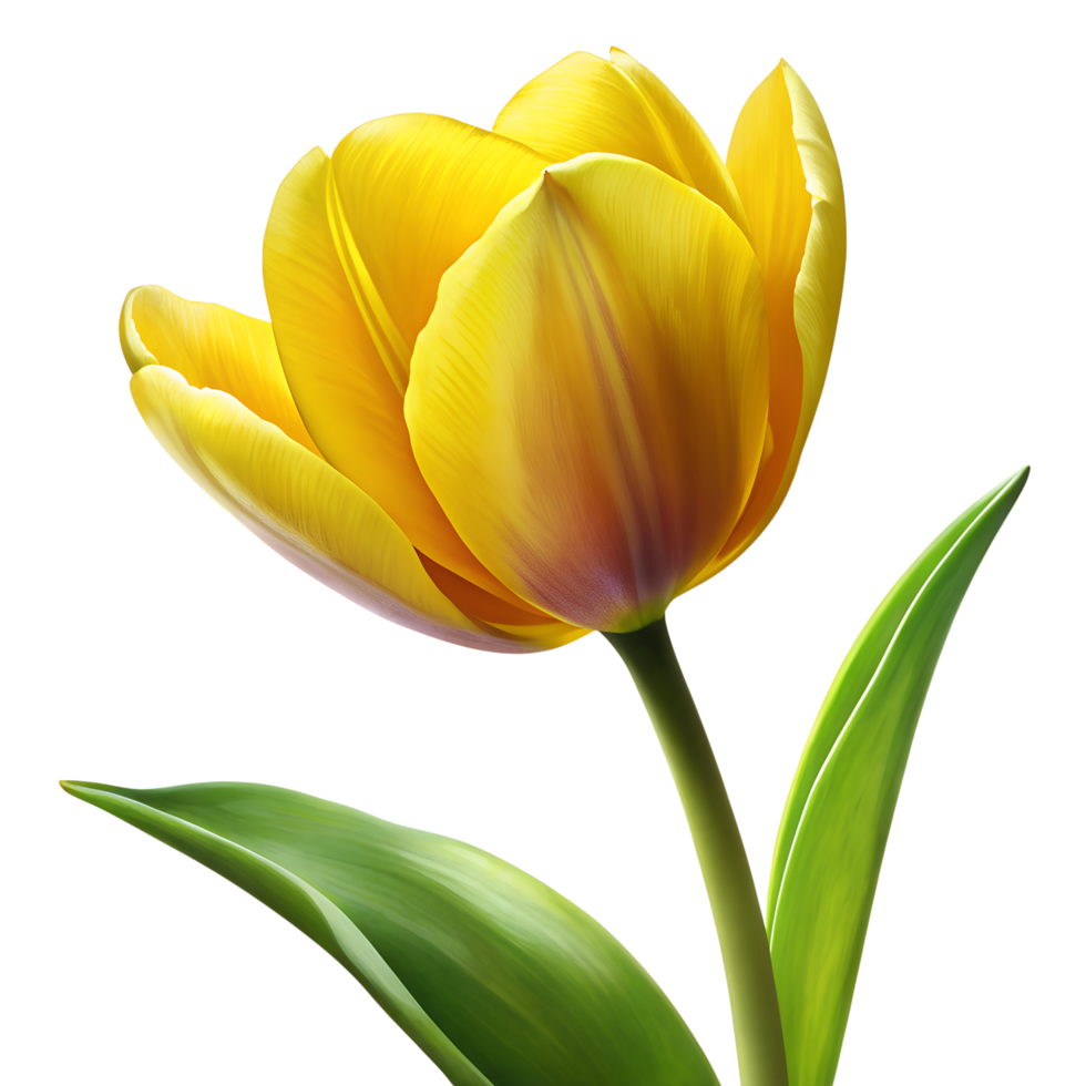 yellow tulip in full bloom isolated on white transparent background png