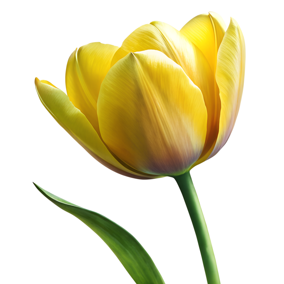 bright yellow tulip flower isolated on transparent background png