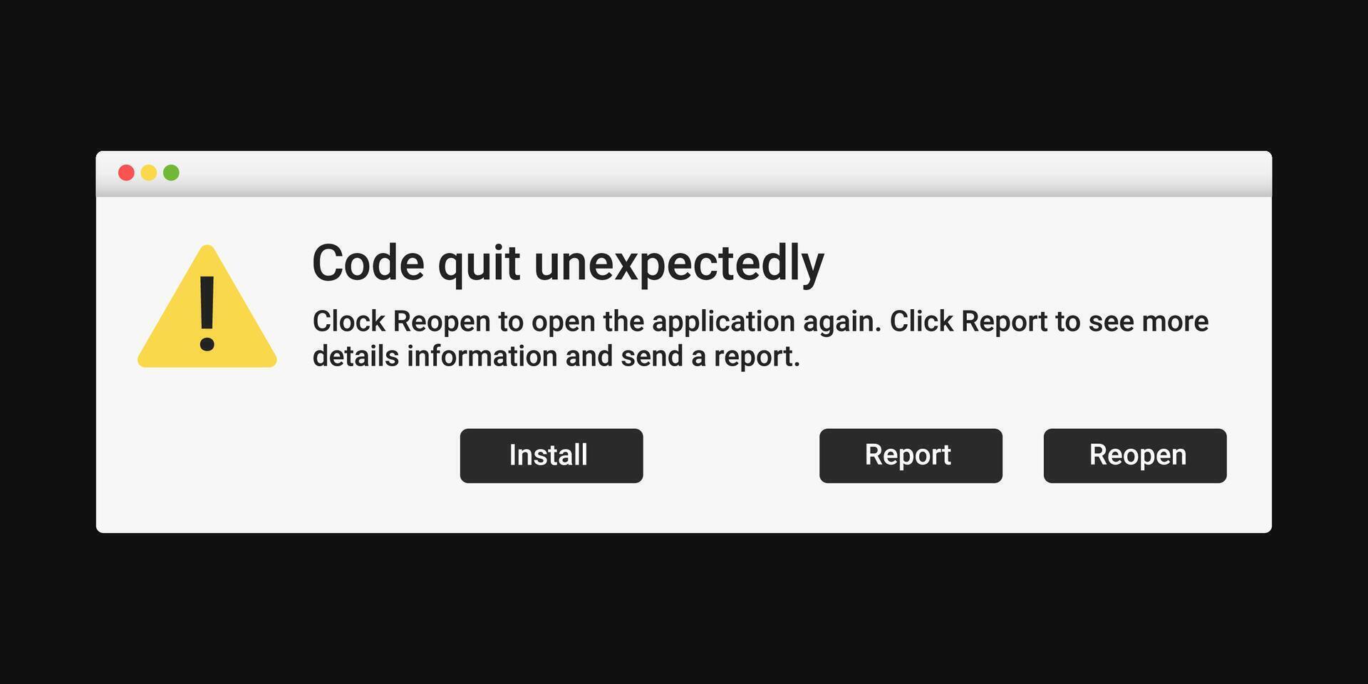 Warning message on screen in modern style. Error notification pop up. vector