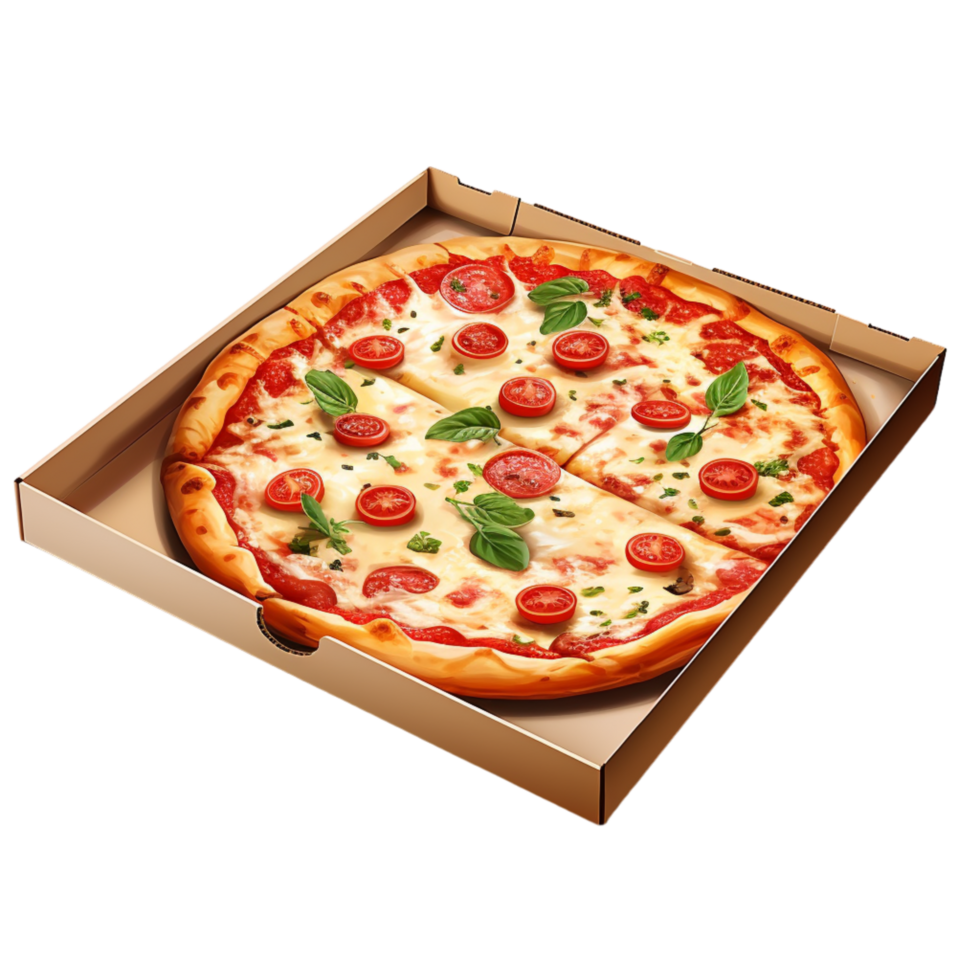 Generated Ai Sketch Style Pizza In Open Box png