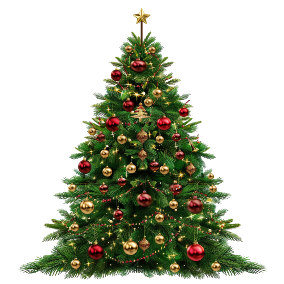 Generated Ai Christmas tree with decoration png
