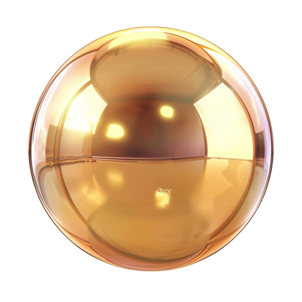 Generated Ai A gold object with a reflection of a light on it png
