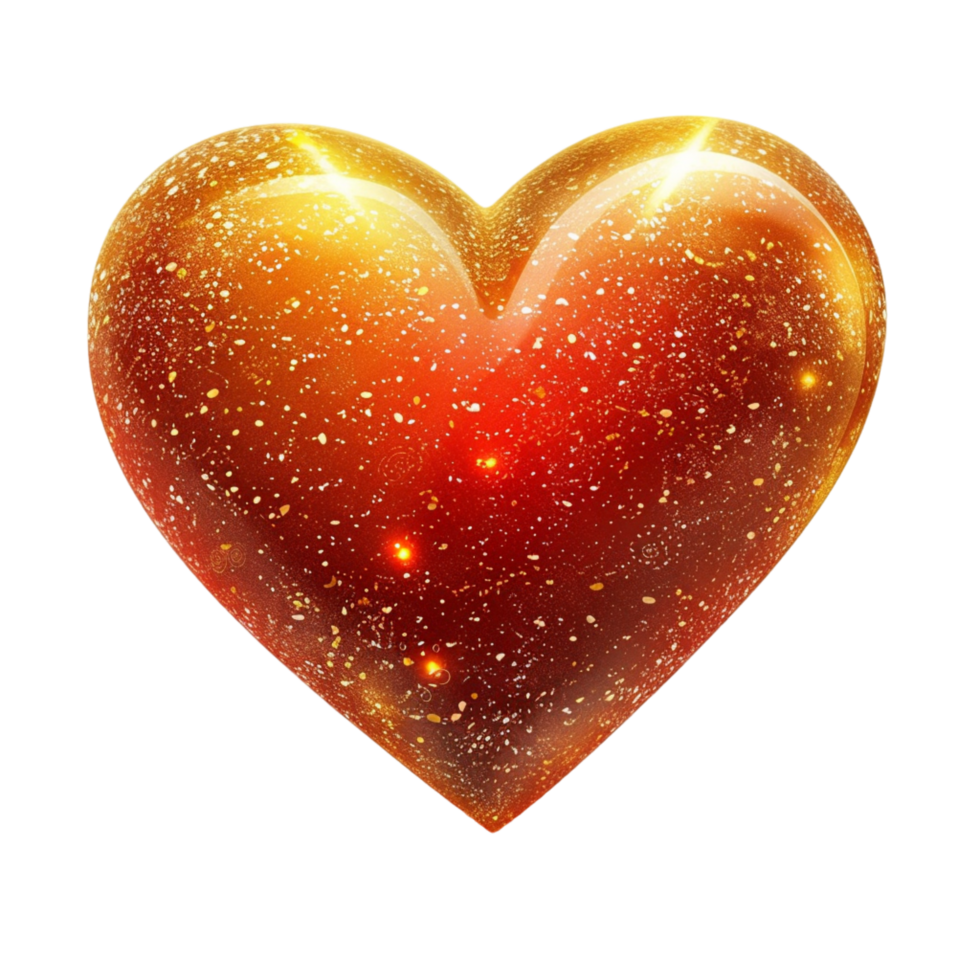 Generated Ai Valentines Day Transparent Heart Filled With Golden And Red Particles With Glow Effect png