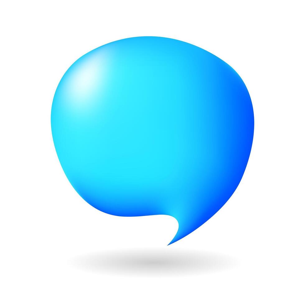 Blue 3D speech bubble isolated on white background vector