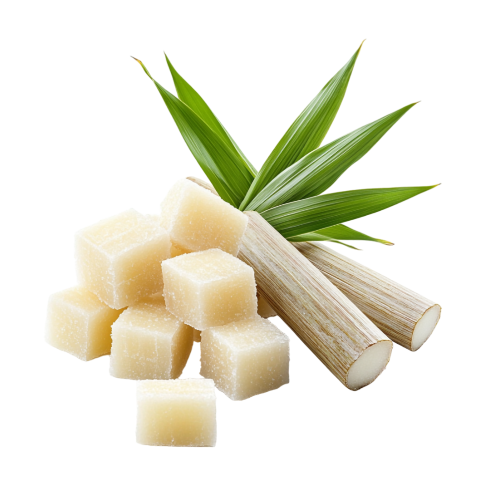 Square Pieces of Sugar Cane on Transparent Background png