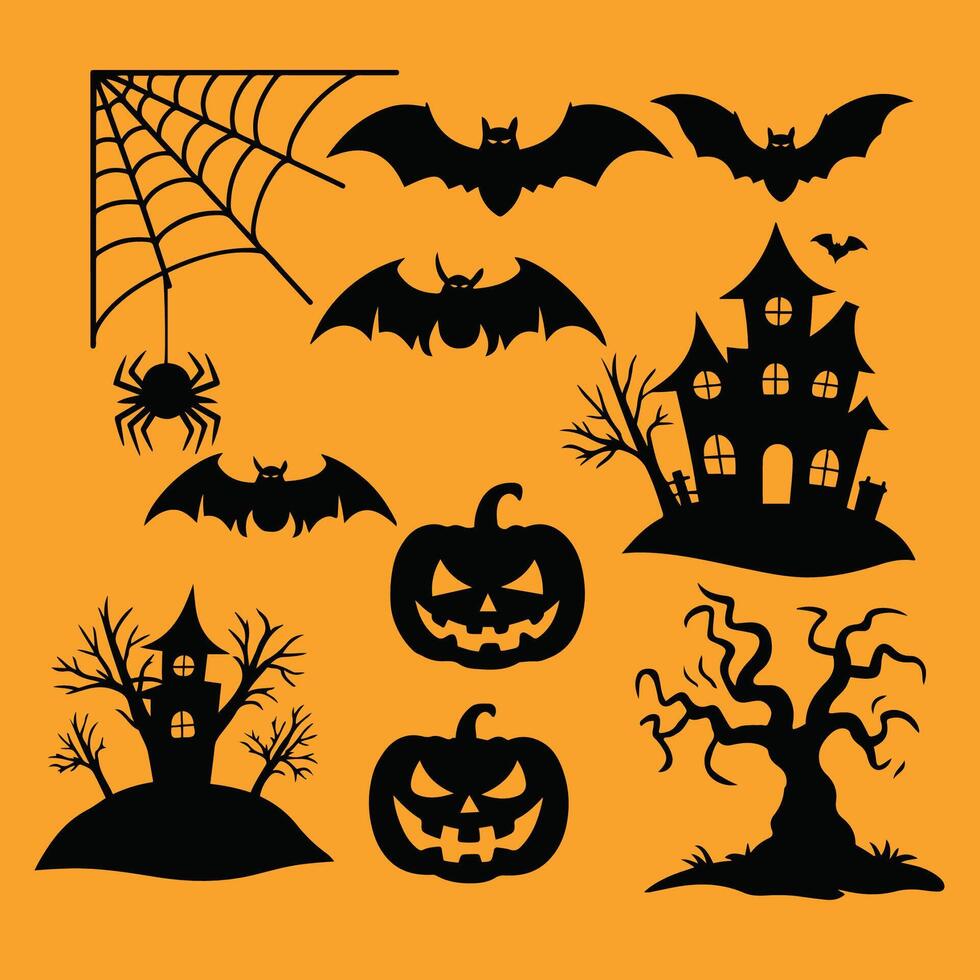 Halloween symbols icon set vector