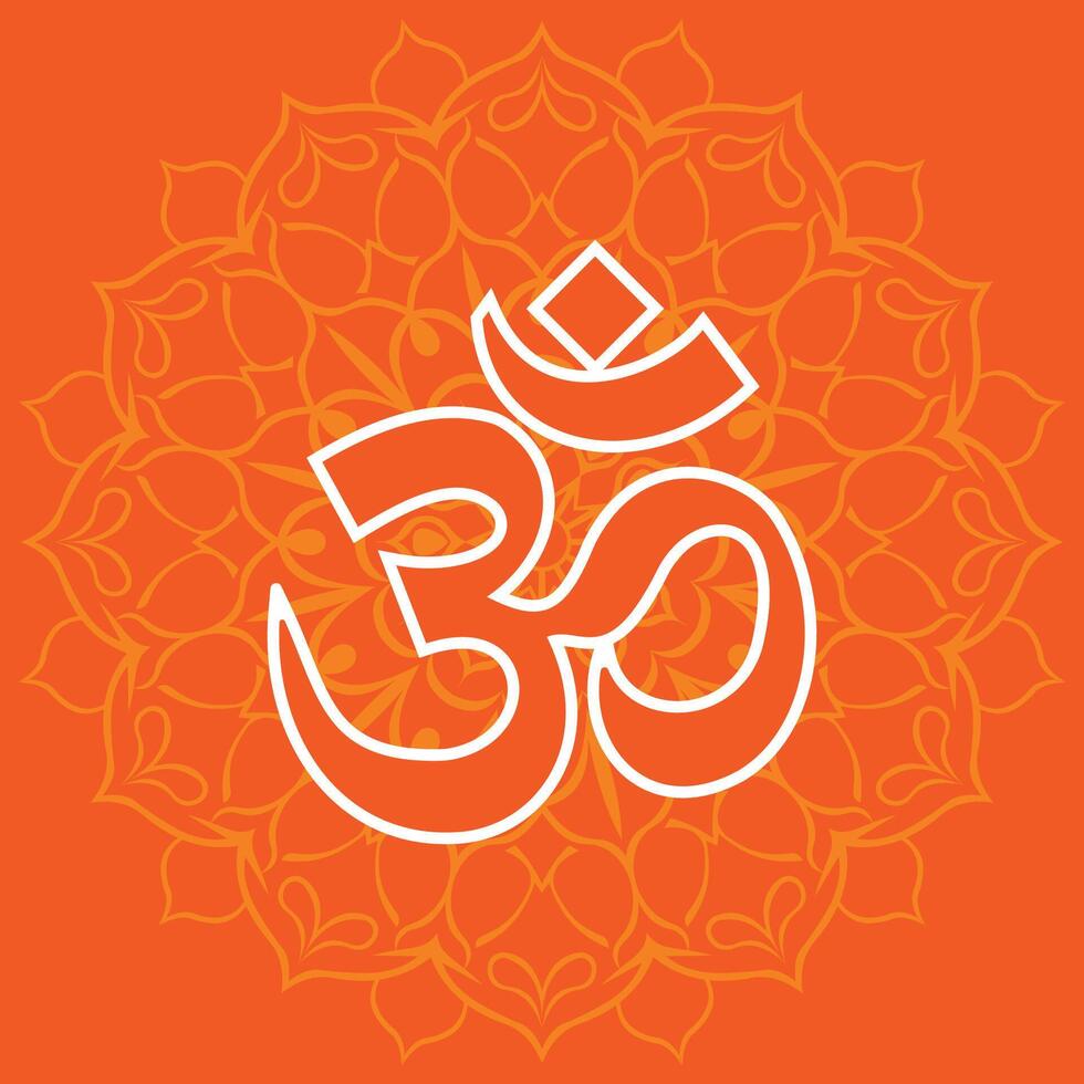 Om symbol decorative mandala background. Maintain the original color palette of the Om symbol vector