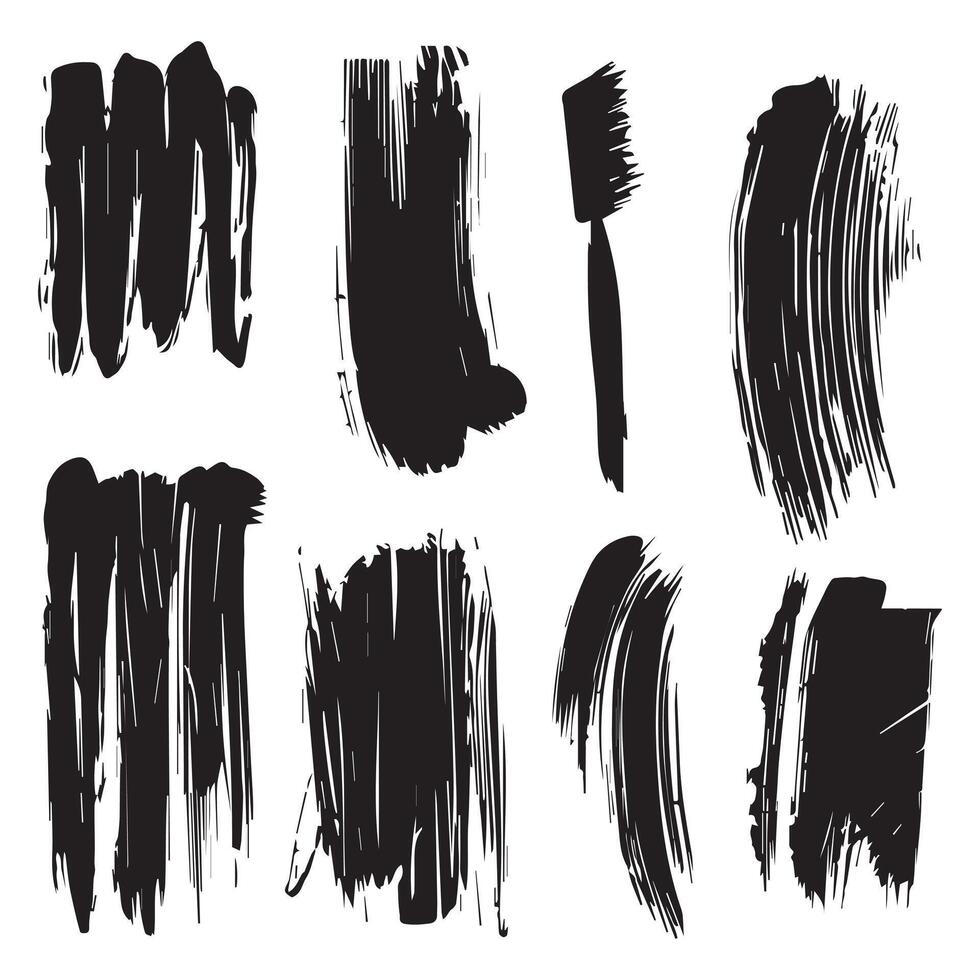 Brash stroke black color design Painted illustration. vector