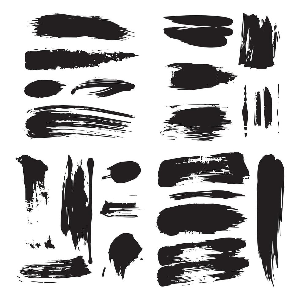 Brash stroke black color design Painted illustration. vector