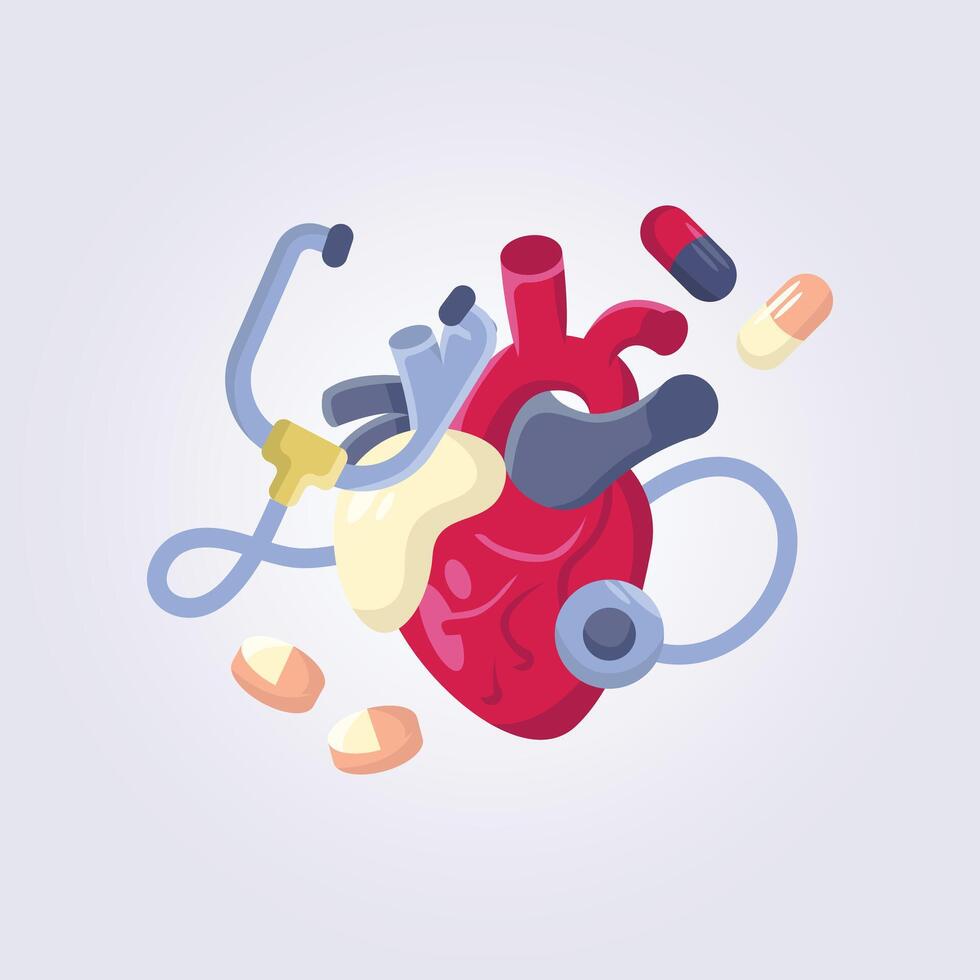 Heart care illustration flat icon graphic design vector