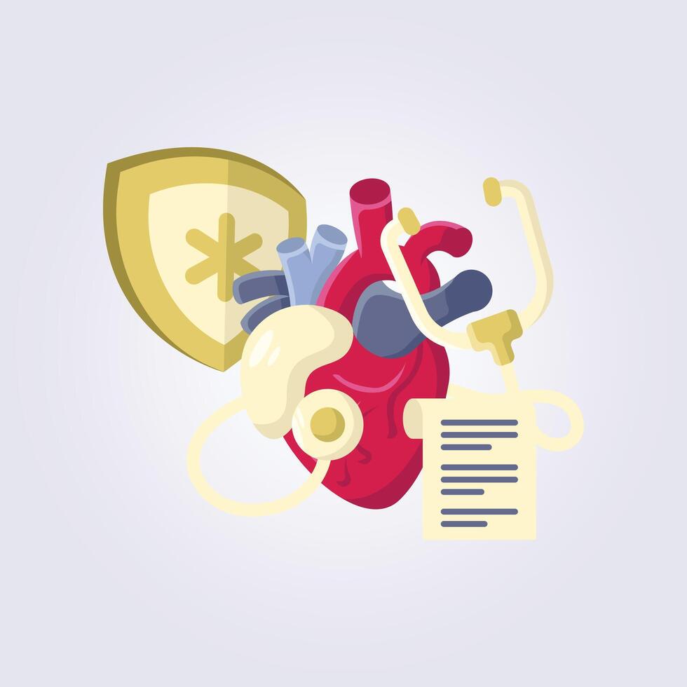 Healthy heart illustration flat abstract icon symbol vector