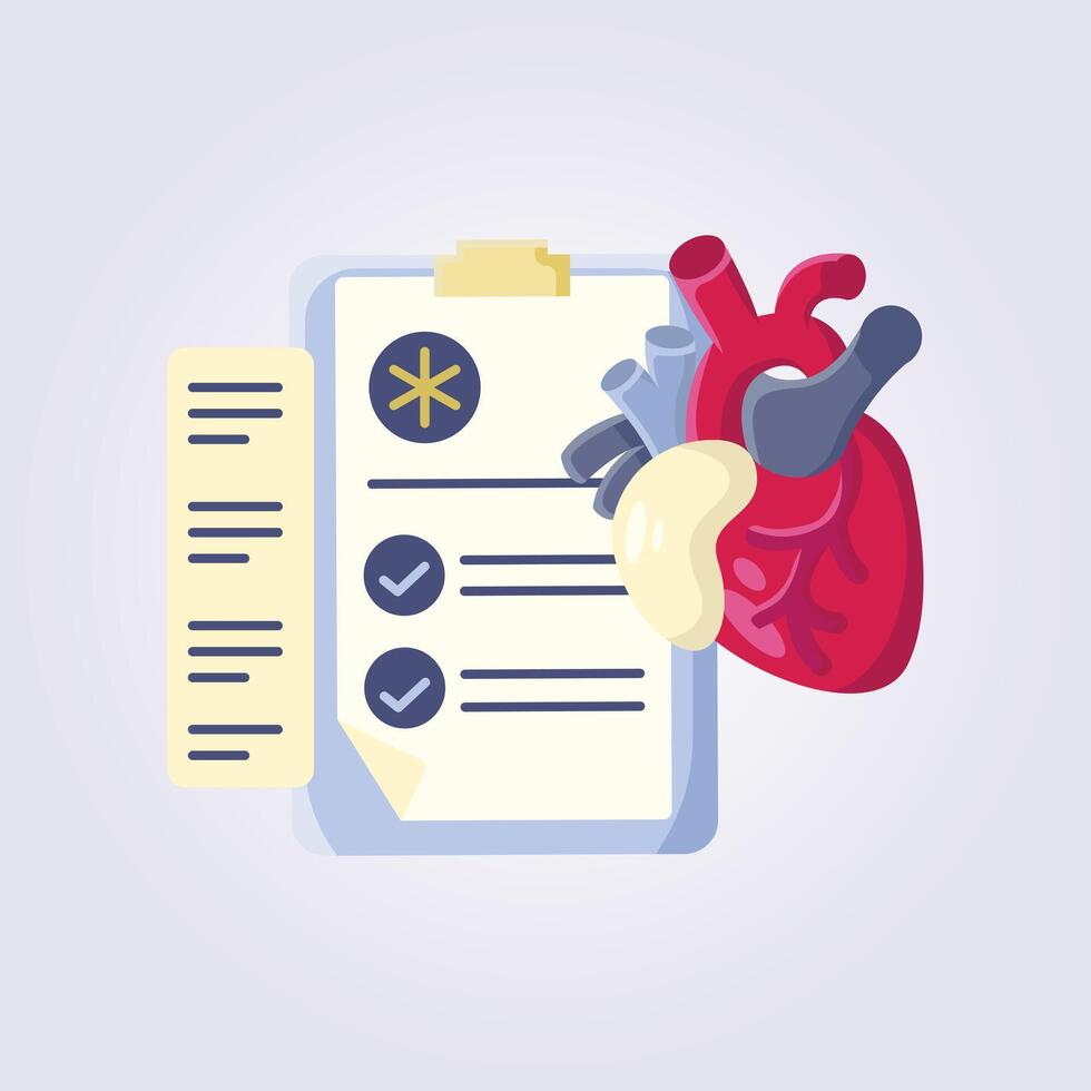 Cardiology report illustration flat icon template element graphic design vector