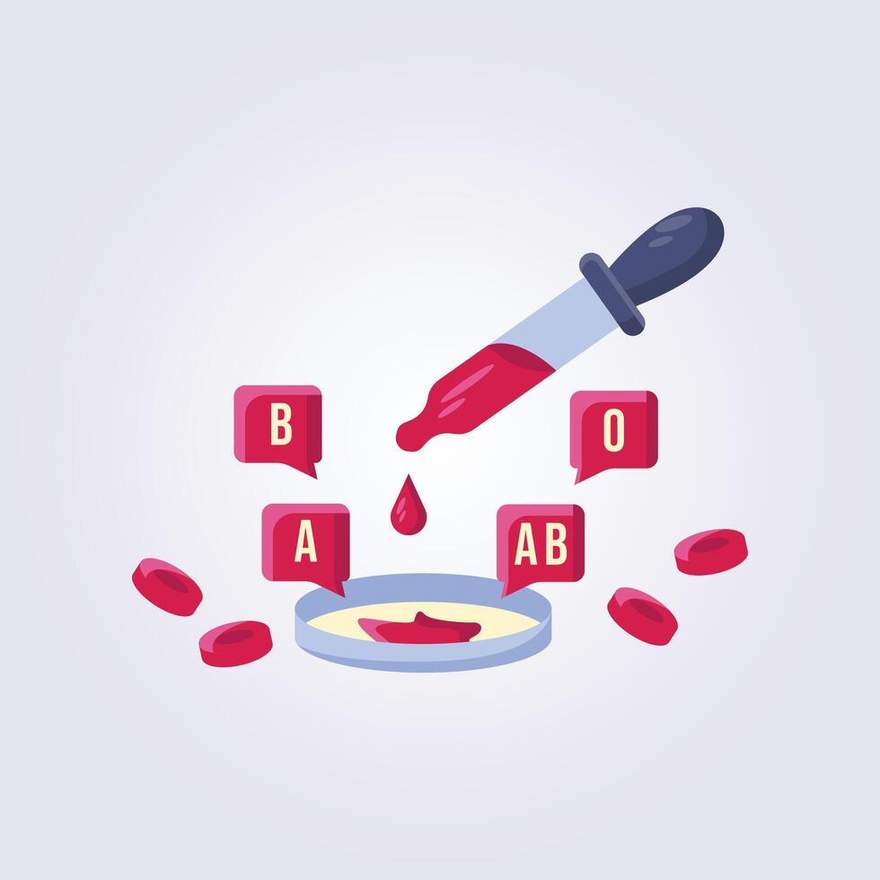 Blood group icon illustration element template design, color line blood test sticker symbol vector