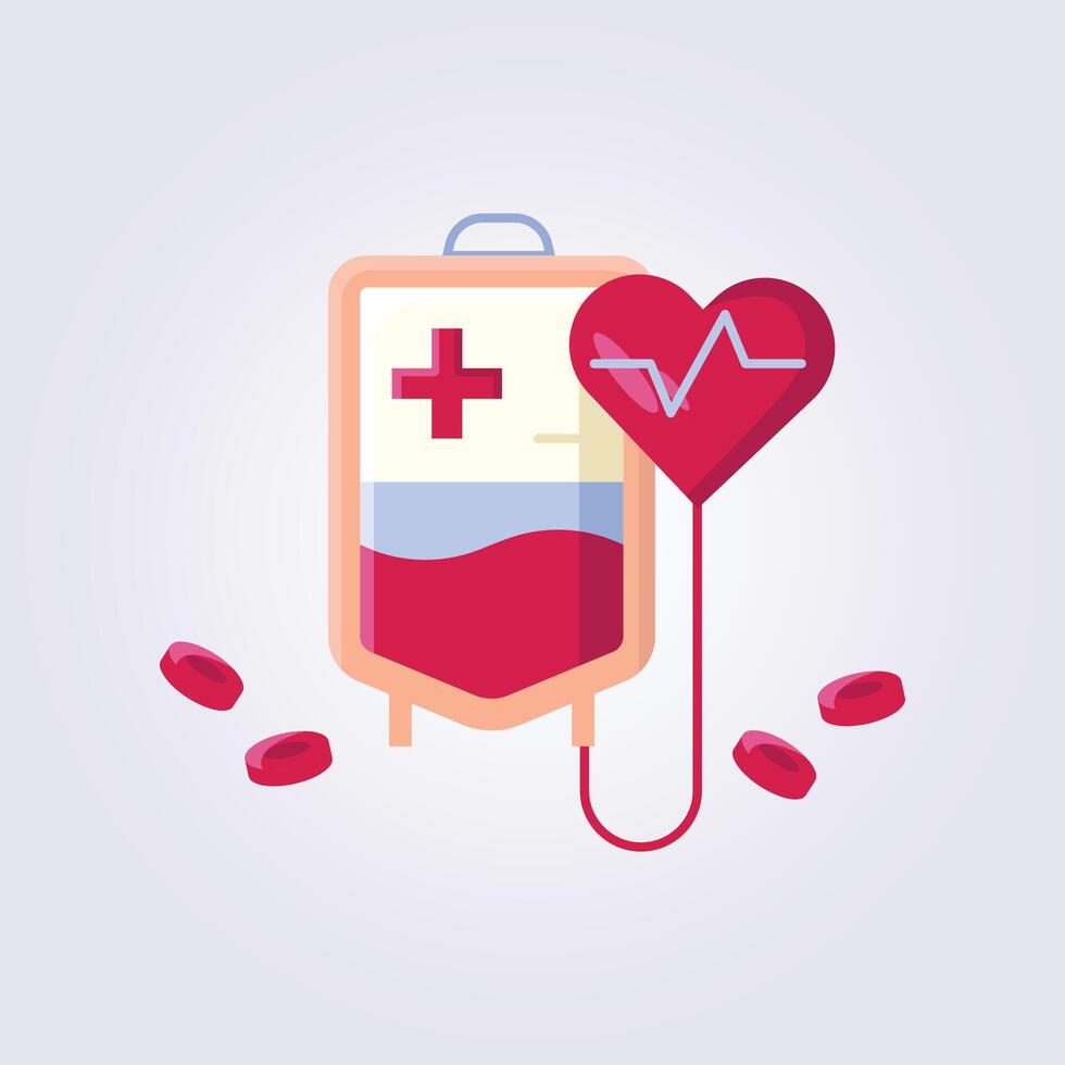 blood donors illustration icon symbol sticker design, heart pulse illustration design vector