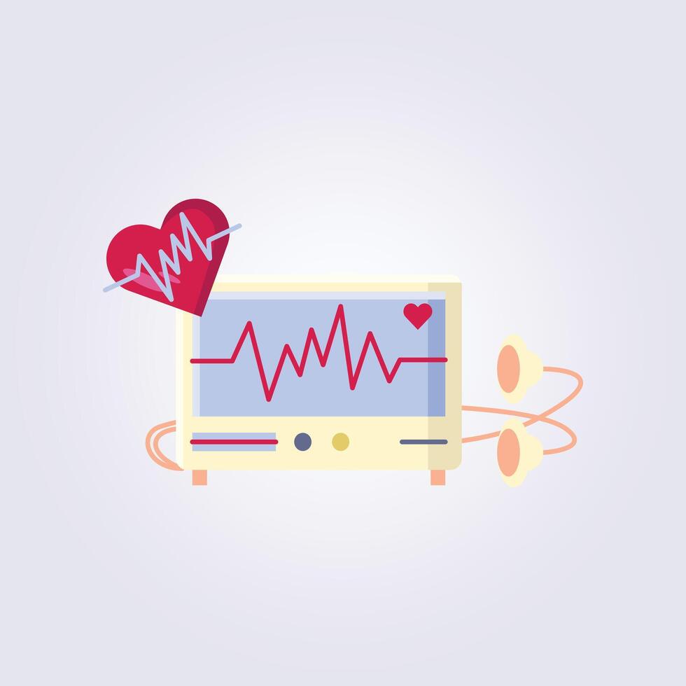 ecg test illustration design, ecg test icon symbol design vector