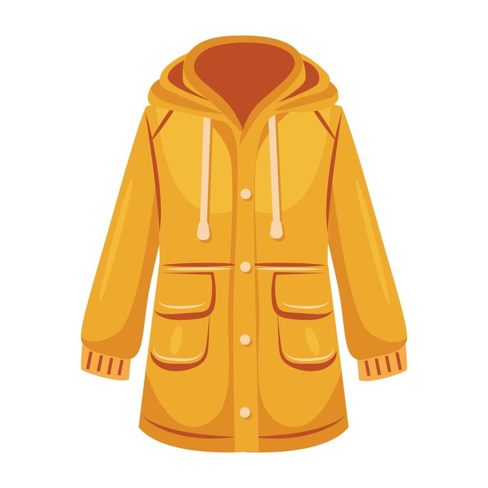 Yellow jacket with a hood. illustration isolated on white background vector